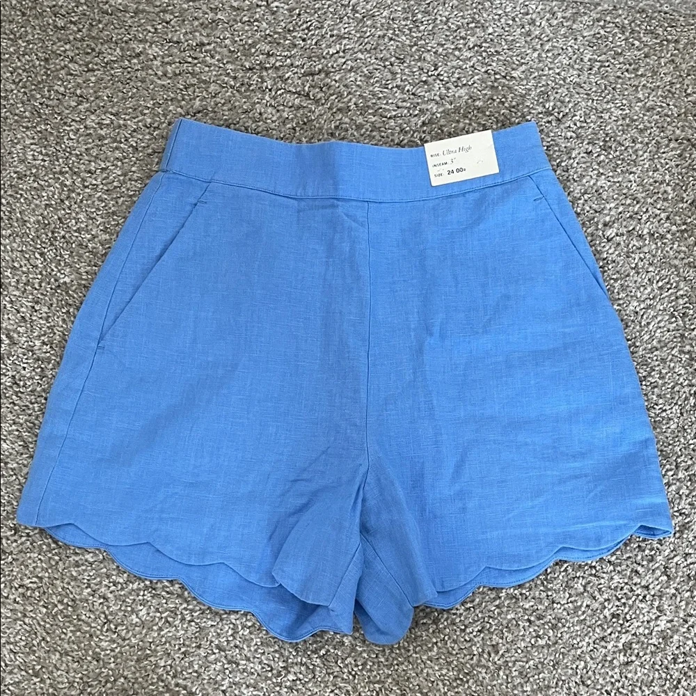 Blue Scalloped Hem A&F Shorts - Picture 1 of 3